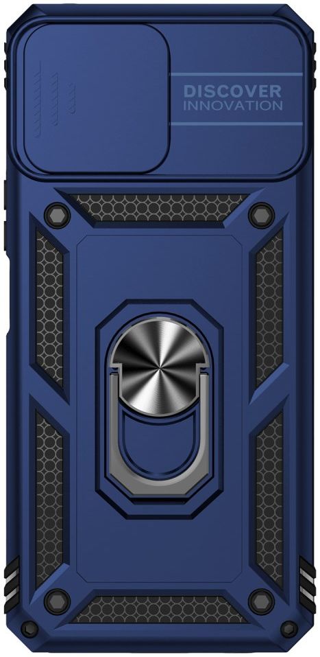 Honor X8 Hoesje met Camera Slider en Kickstand Ring Back Cover Blauw afbeelding 2