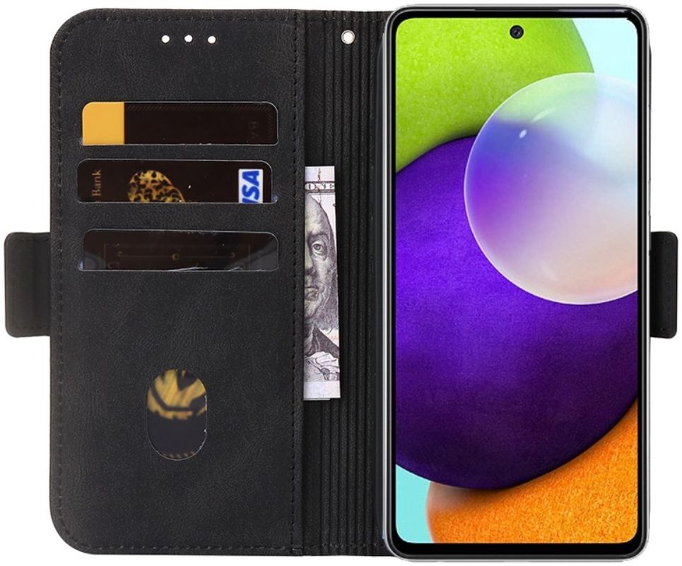 Samsung Galaxy A52 / A52S Hoesje Kunstleer Wallet Book Case Zwart afbeelding 1
