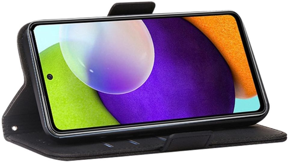 Samsung Galaxy A52 / A52S Hoesje Kunstleer Wallet Book Case Zwart afbeelding 3