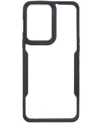 OnePlus Nord 2T Hoesje Hybride Back Cover Transparant/Zwart Hoesjes