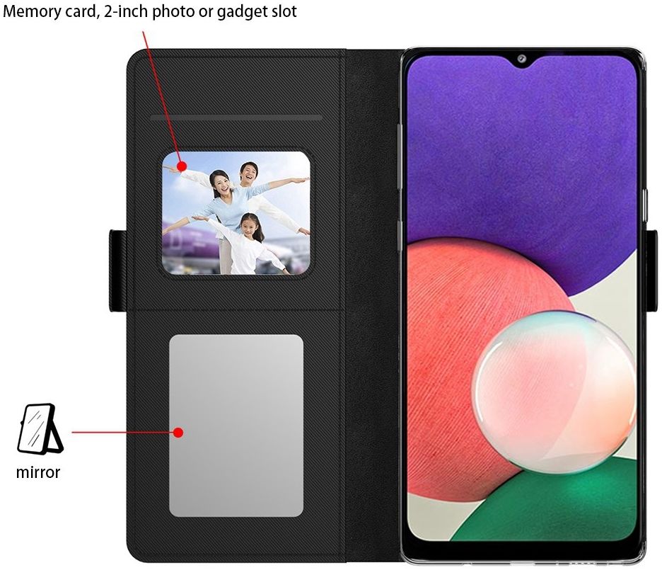 Samsung Galaxy A52 / A52S Hoesje met Kaarthouder en Spiegel Zwart afbeelding 3