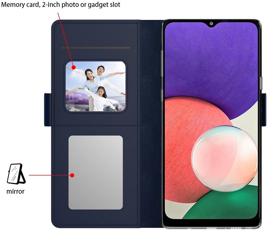 Samsung Galaxy A52 / A52S Hoesje met Kaarthouder en Spiegel Blauw afbeelding 4