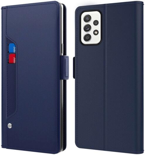 Samsung Galaxy A52 / A52S Hoesje met Kaarthouder en Spiegel Blauw afbeelding 3