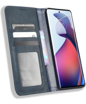 Motorola Edge 30 Fusion Hoesje Wallet Book Case Kunstleer Blauw Hoesjes