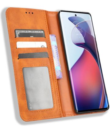 Motorola Edge 30 Fusion Hoesje Wallet Book Case Kunstleer Bruin Hoesjes