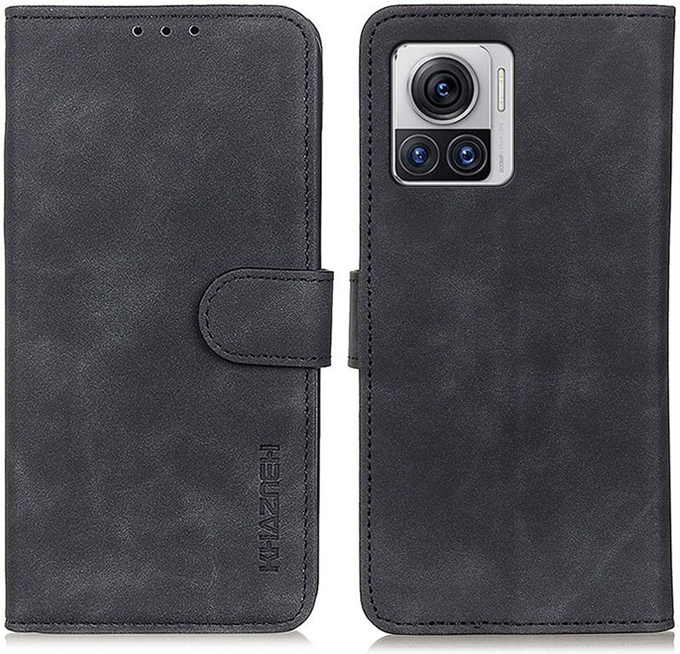 KHAZNEH Motorola Edge 30 Ultra Hoesje Retro Wallet Book Case Zwart afbeelding 2