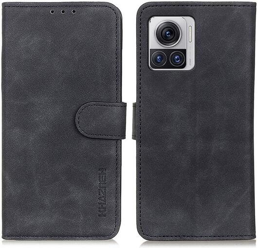 KHAZNEH Motorola Edge 30 Ultra Hoesje Retro Wallet Book Case Zwart afbeelding 2