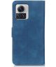 KHAZNEH Motorola Edge 30 Ultra Hoesje Retro Wallet Book Case Blauw