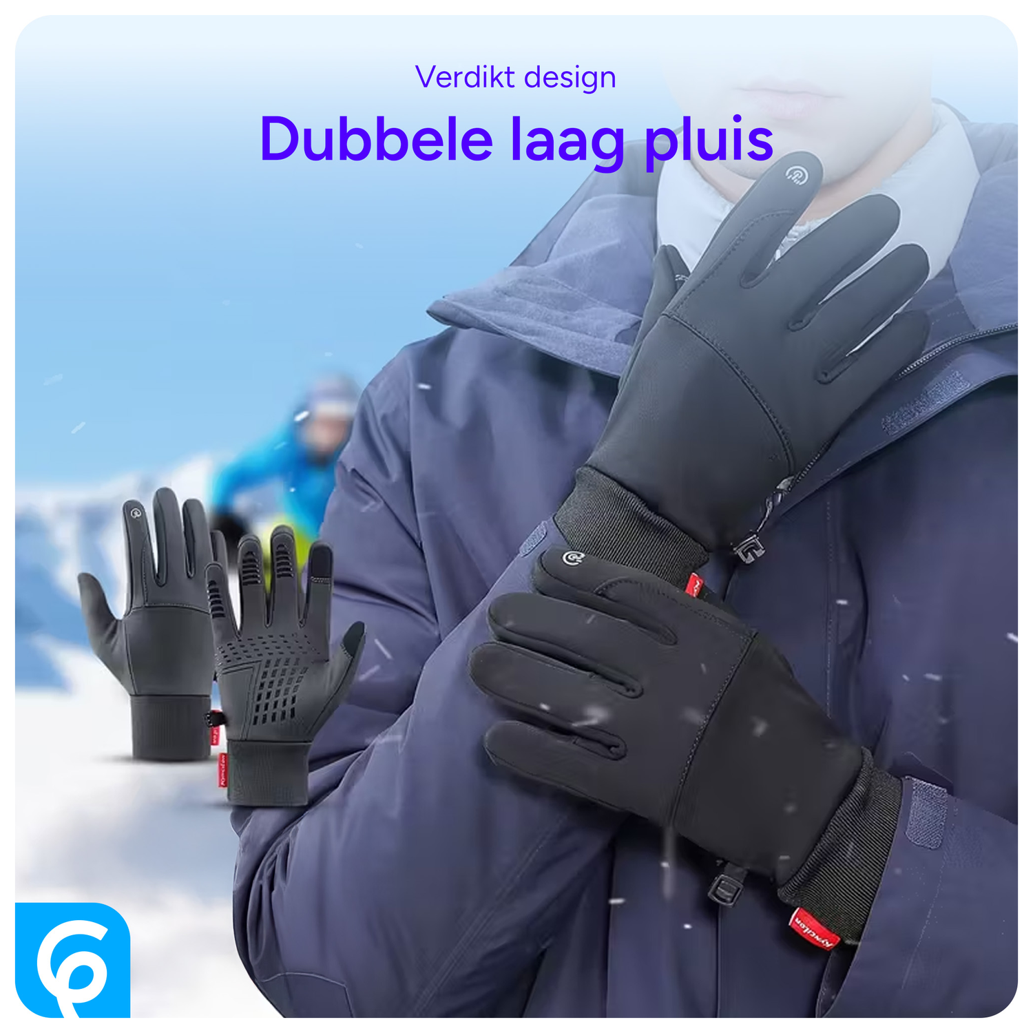 Winter Handschoenen Touchscreen Winddicht en Waterproof Grijs - Maat L afbeelding 4