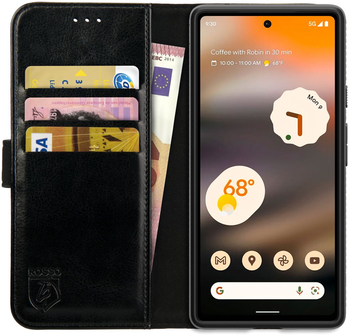 Rosso Element Google Pixel 6a Hoesje Book Cover Wallet Zwart afbeelding 1