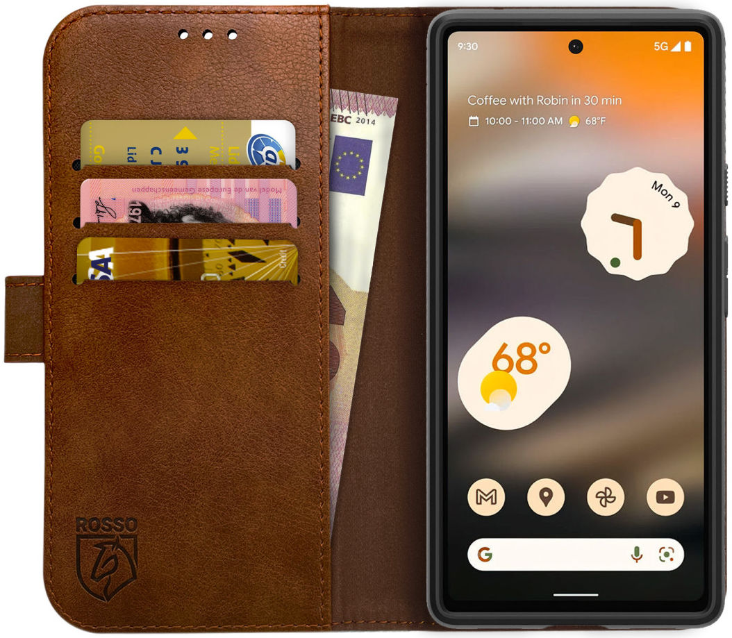 Rosso Element Google Pixel 6a Hoesje Book Cover Wallet Bruin afbeelding 1