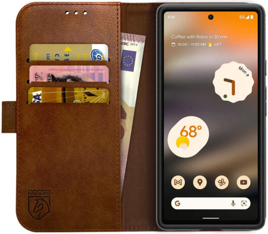 Rosso Element Google Pixel 6a Hoesje Book Cover Wallet Bruin afbeelding 1