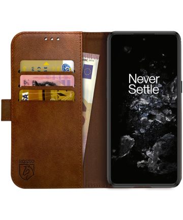 Rosso Element OnePlus 10T Hoesje Book Cover Wallet Bruin Hoesjes