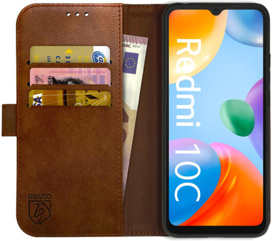 Rosso Element Redmi 10C Hoesje Book Cover Wallet Bruin afbeelding 1