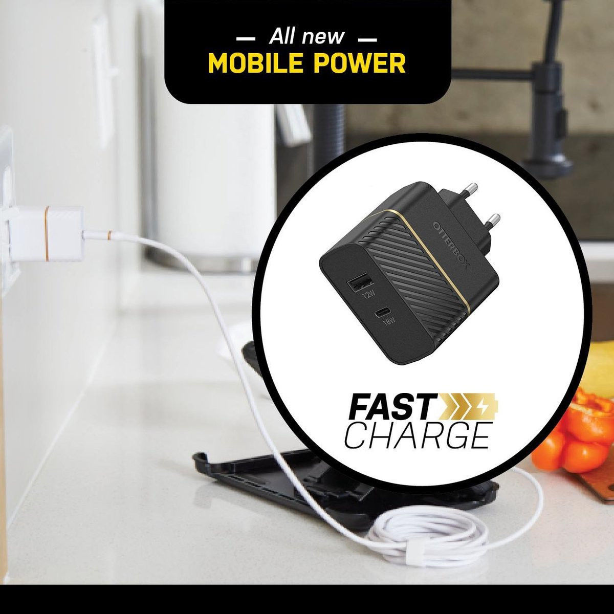 OtterBox Fast Charge PD 3.0 USB/USB-C Oplader 30W Adapter Zwart afbeelding 4