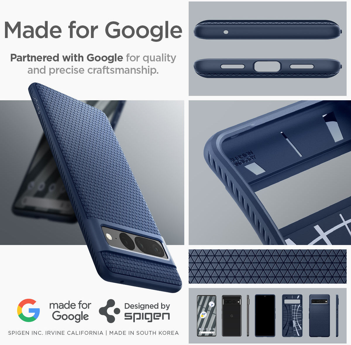 Spigen Liquid Air Google Pixel 7 Pro Hoesje Back Cover Blauw afbeelding 15