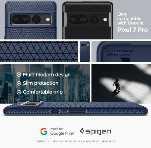 Spigen Liquid Air Google Pixel 7 Pro Hoesje Back Cover Blauw afbeelding 14