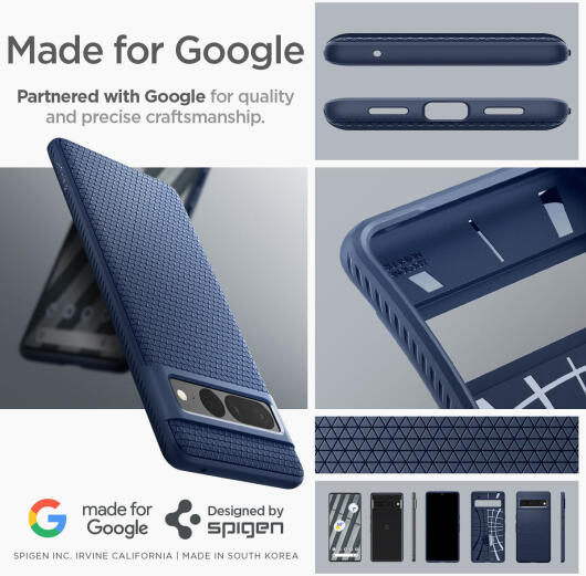 Spigen Liquid Air Google Pixel 7 Pro Hoesje Back Cover Blauw afbeelding 15