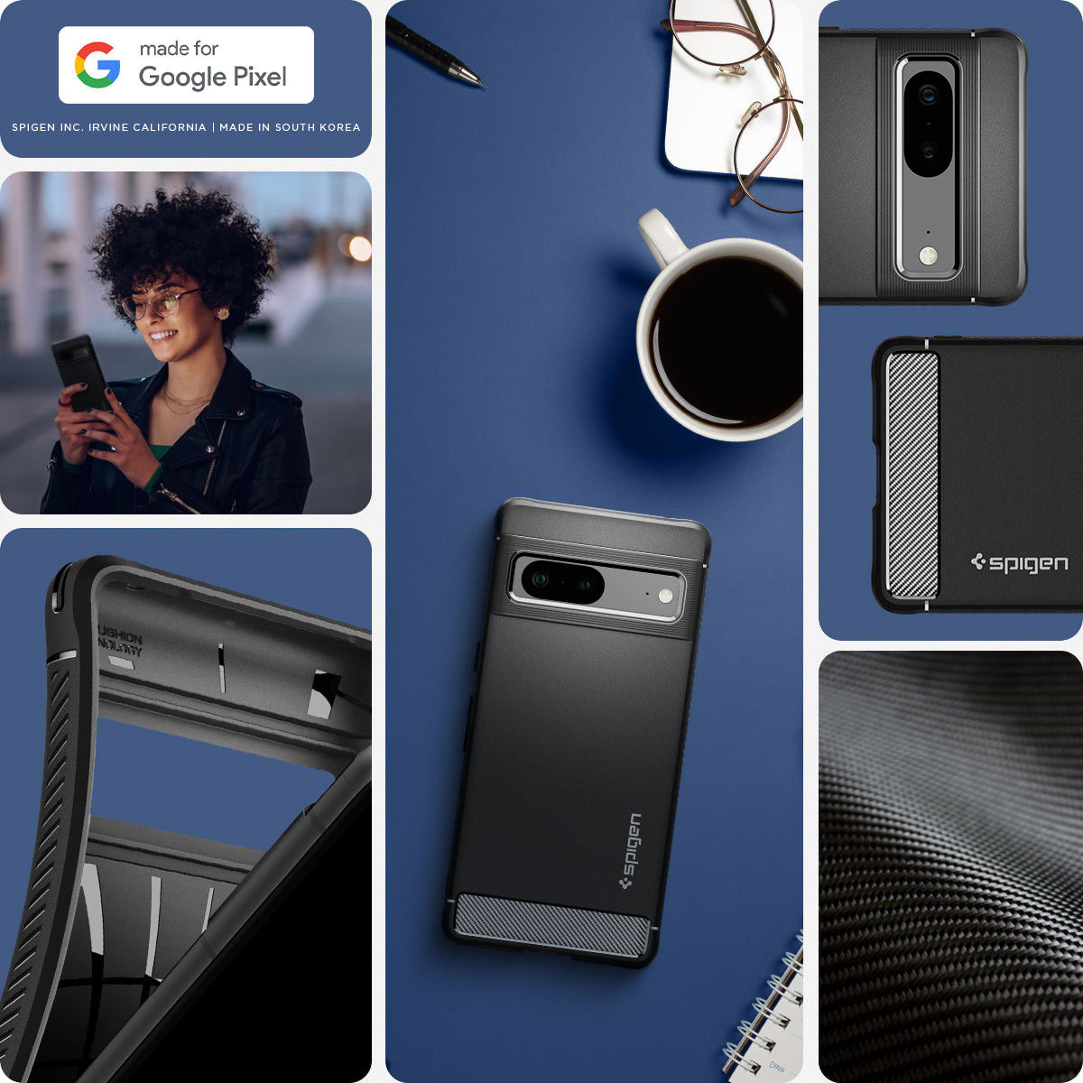 Spigen Rugged Armor Google Pixel 7 Hoesje Back Cover Zwart afbeelding 12