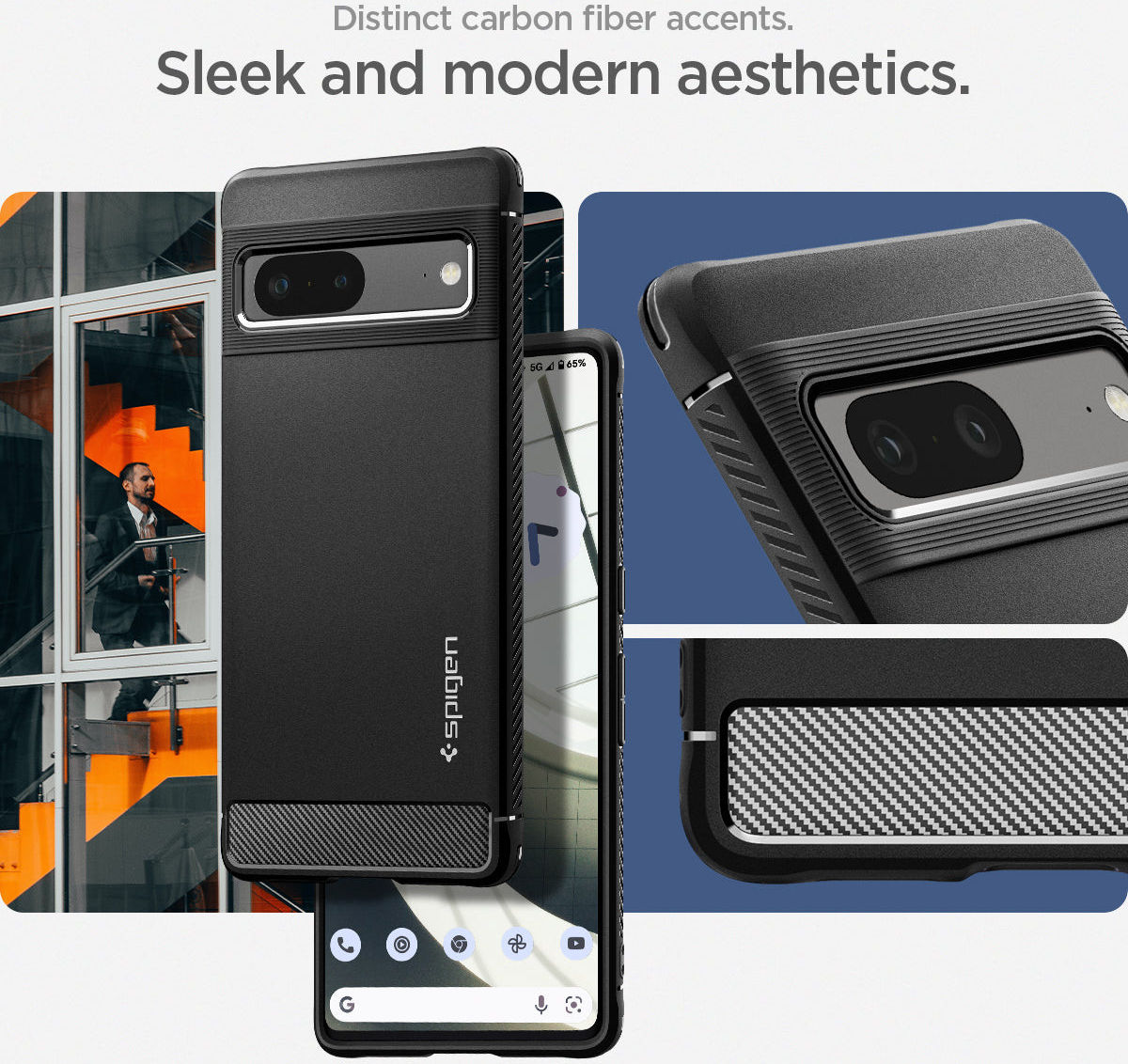 Spigen Rugged Armor Google Pixel 7 Hoesje Back Cover Zwart afbeelding 13