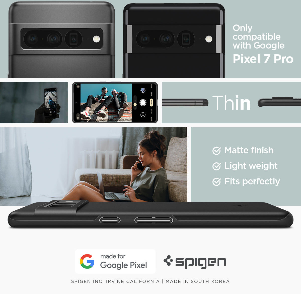 Spigen Thin Fit Google Pixel 7 Pro Hoesje Back Cover Zwart afbeelding 12