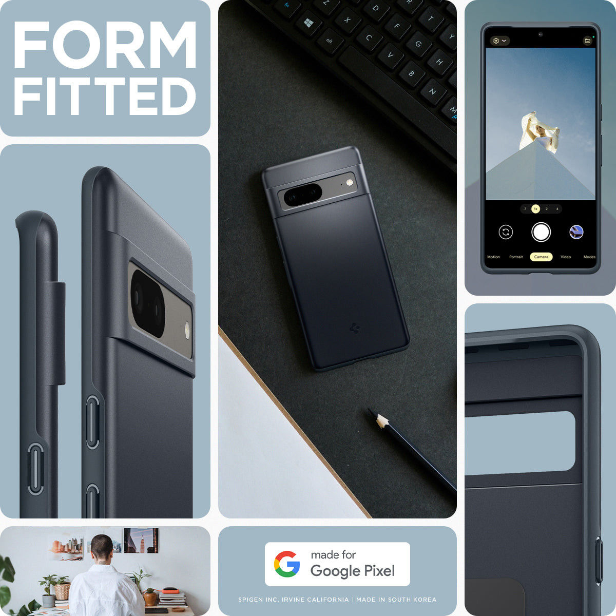 Spigen Thin Fit Google Pixel 7 Hoesje Back Cover Grijs afbeelding 3