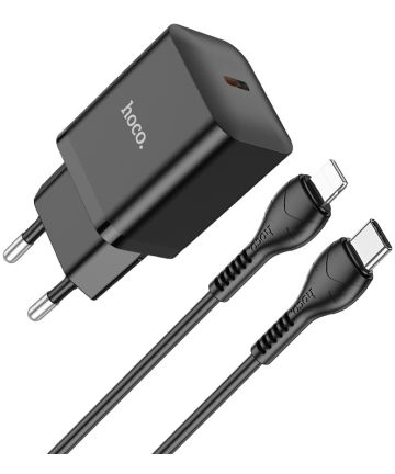 Hoco 20W iPhone 14 Lightning Oplader 1M Zwart Opladers