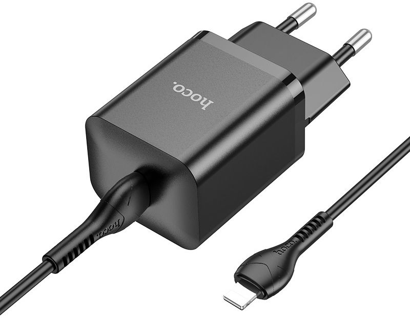 Hoco N27 20W Power Delivery USB-C Snellader + Lightning Kabel 1M Zwart afbeelding 2