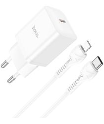 Hoco 20W USB-C Adapter + USB-C naar Apple Lightning Kabel 1M Wit