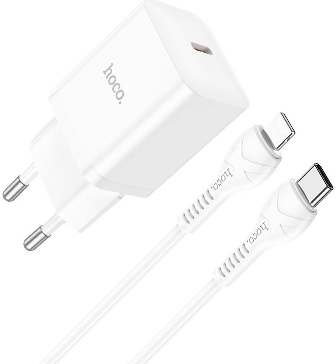 Hoco N27 20W Power Delivery USB-C Snellader + Lightning Kabel 1M Wit afbeelding 1