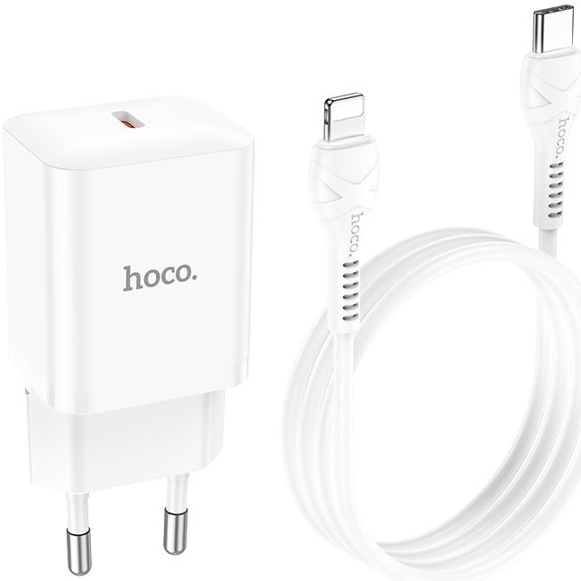 Hoco N27 20W Power Delivery USB-C Snellader + Lightning Kabel 1M Wit afbeelding 3