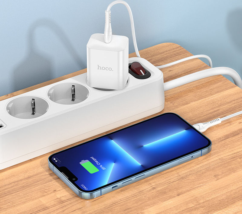 Hoco N27 20W Power Delivery USB-C Snellader + Lightning Kabel 1M Wit afbeelding 5