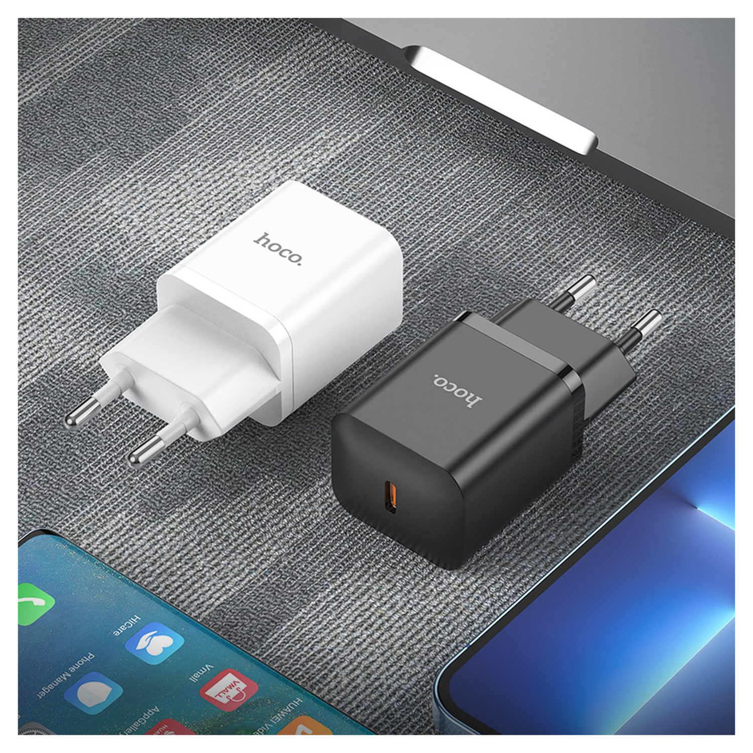 Hoco 20W USB-C Oplader Fast Charge Adapter + USB-C Kabel 1M Zwart afbeelding 7