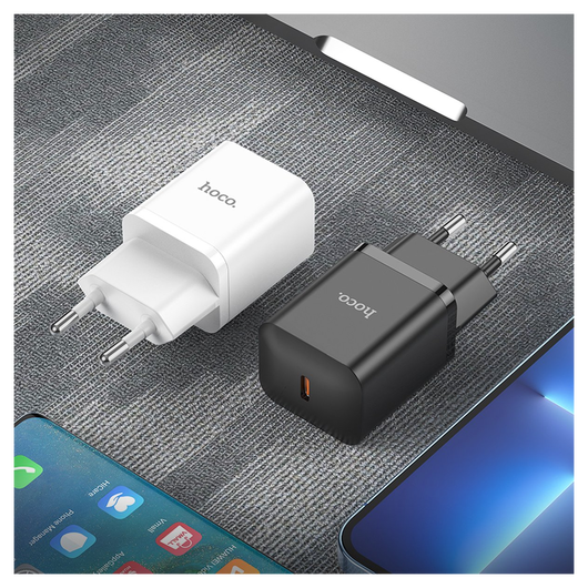 Hoco 20W USB-C Oplader Fast Charge Adapter + USB-C Kabel 1M Zwart afbeelding 7