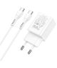 Hoco 20W USB-C Oplader Fast Charge Adapter + USB-C Kabel 1M Wit