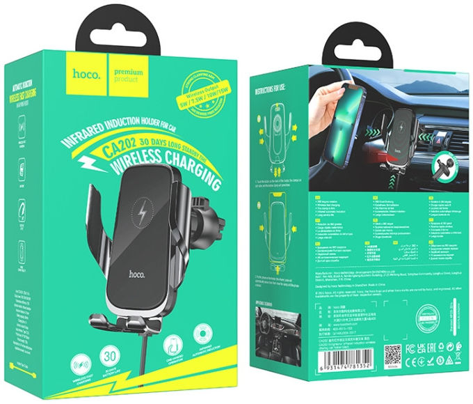 Hoco Ventilatiehouder met Draadloos Opladen 15W Klemt Automatisch afbeelding 5