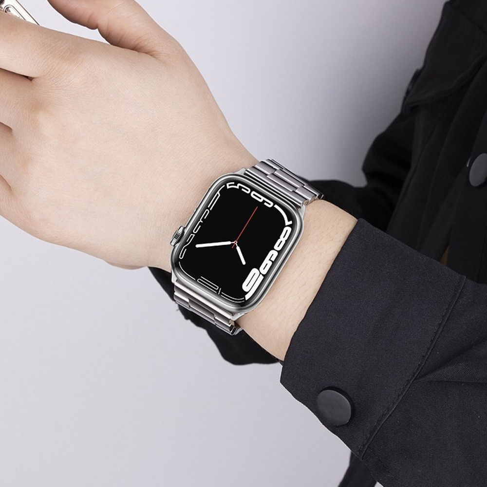 Hoco - Apple Watch 1-9/SE/Ultra Bandje - 49MM/45MM/44M/42MM - RVS - Zilver afbeelding 2