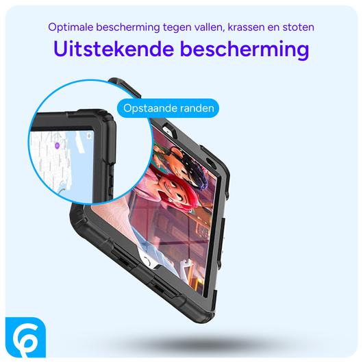 Apple iPad 10.2 (2019/2020/2021) Hoes met Screen Protector en Handriem Zwart afbeelding 2