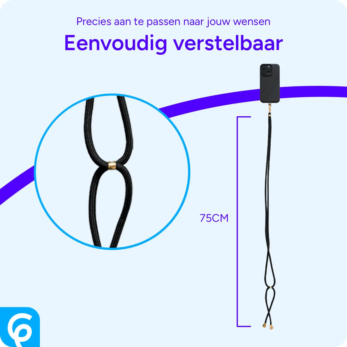 Universeel Telefoon Koord - Verstelbare Smartphone Ketting Zwart afbeelding 6