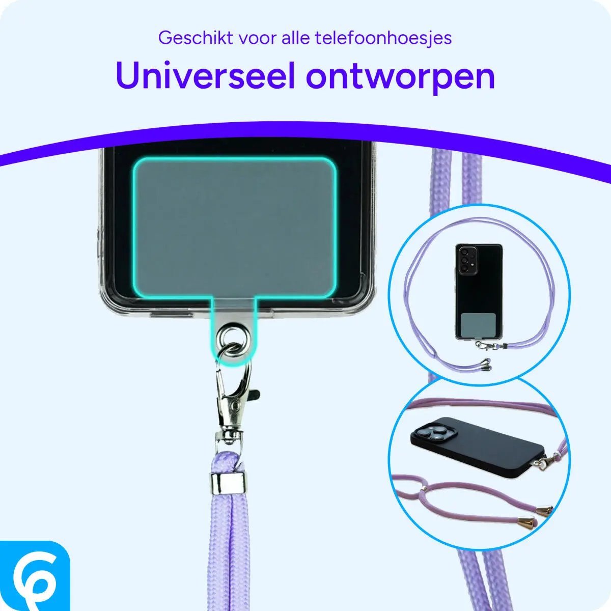 Universeel Telefoon Koord - Verstelbare Smartphone Ketting Paars afbeelding 4