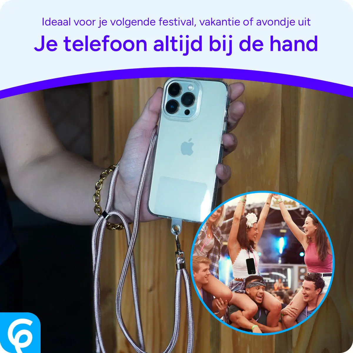 Universeel Telefoon Koord - Verstelbare Smartphone Ketting Roze Goud afbeelding 2