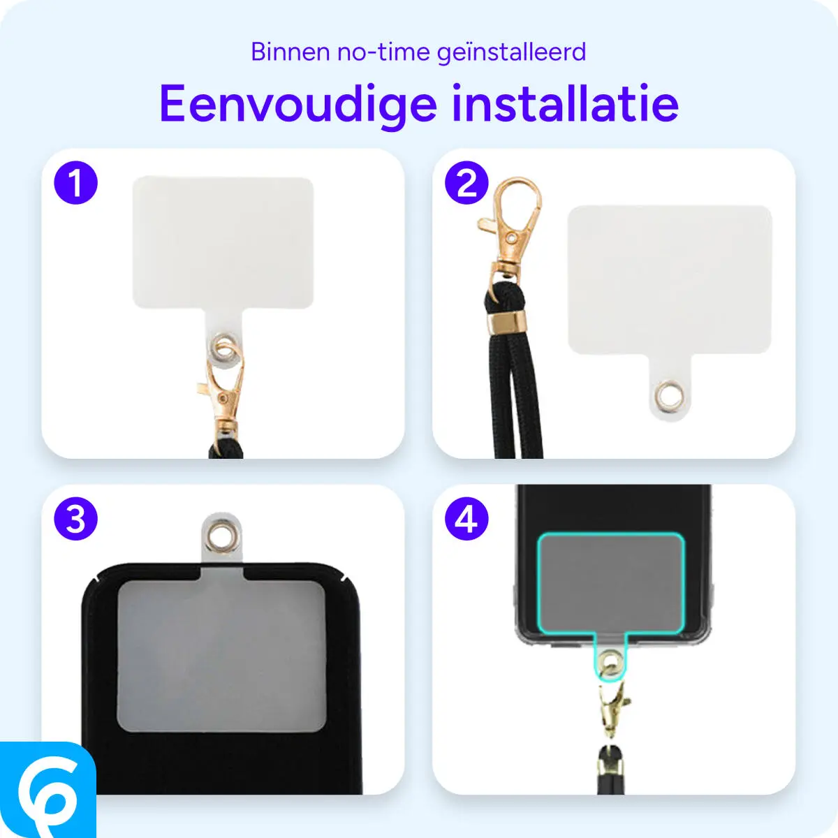Universeel Telefoon Koord - Verstelbare Smartphone Ketting Roze Goud afbeelding 5