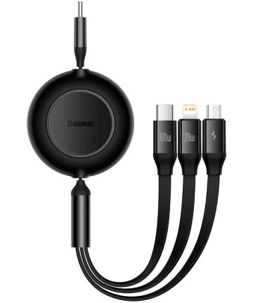 Baseus Oprolbare 3-in-1 USB-C naar Lightning/USB-C/MicroUSB Kabel 1.1M Kabels