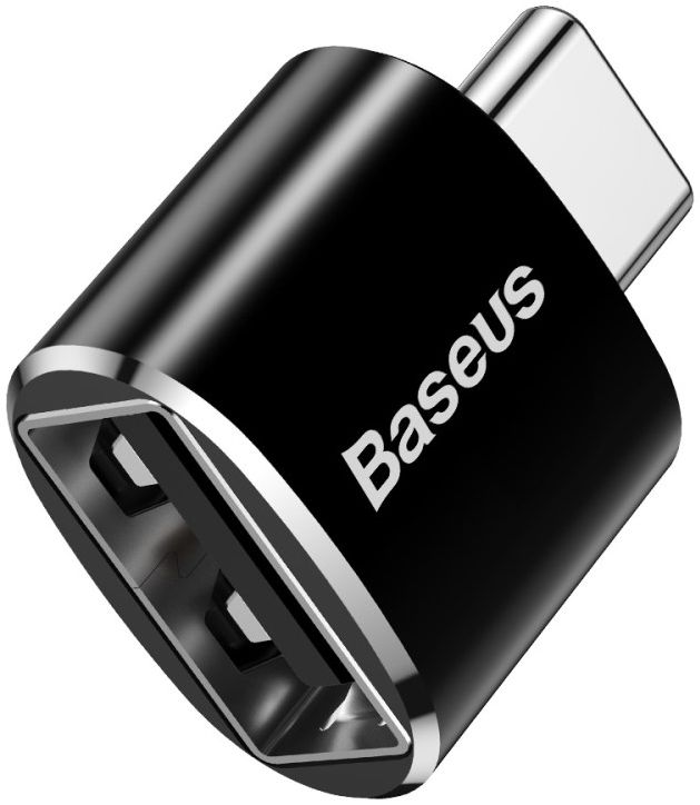 Baseus Mini USB-C naar USB-A Adapter Converter 2.4A Zwart afbeelding 1