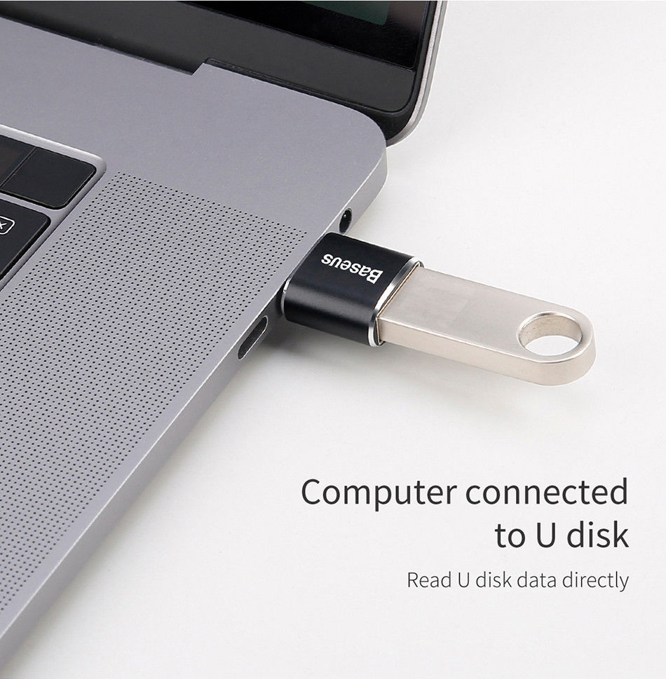 Baseus Mini USB-C naar USB-A Adapter Converter 2.4A Zwart afbeelding 7