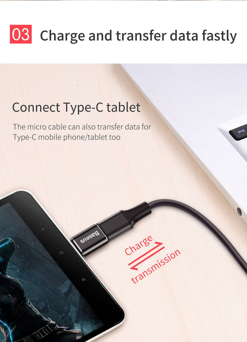 Baseus Mini USB-C naar USB-A Adapter Converter 2.4A Zwart afbeelding 9