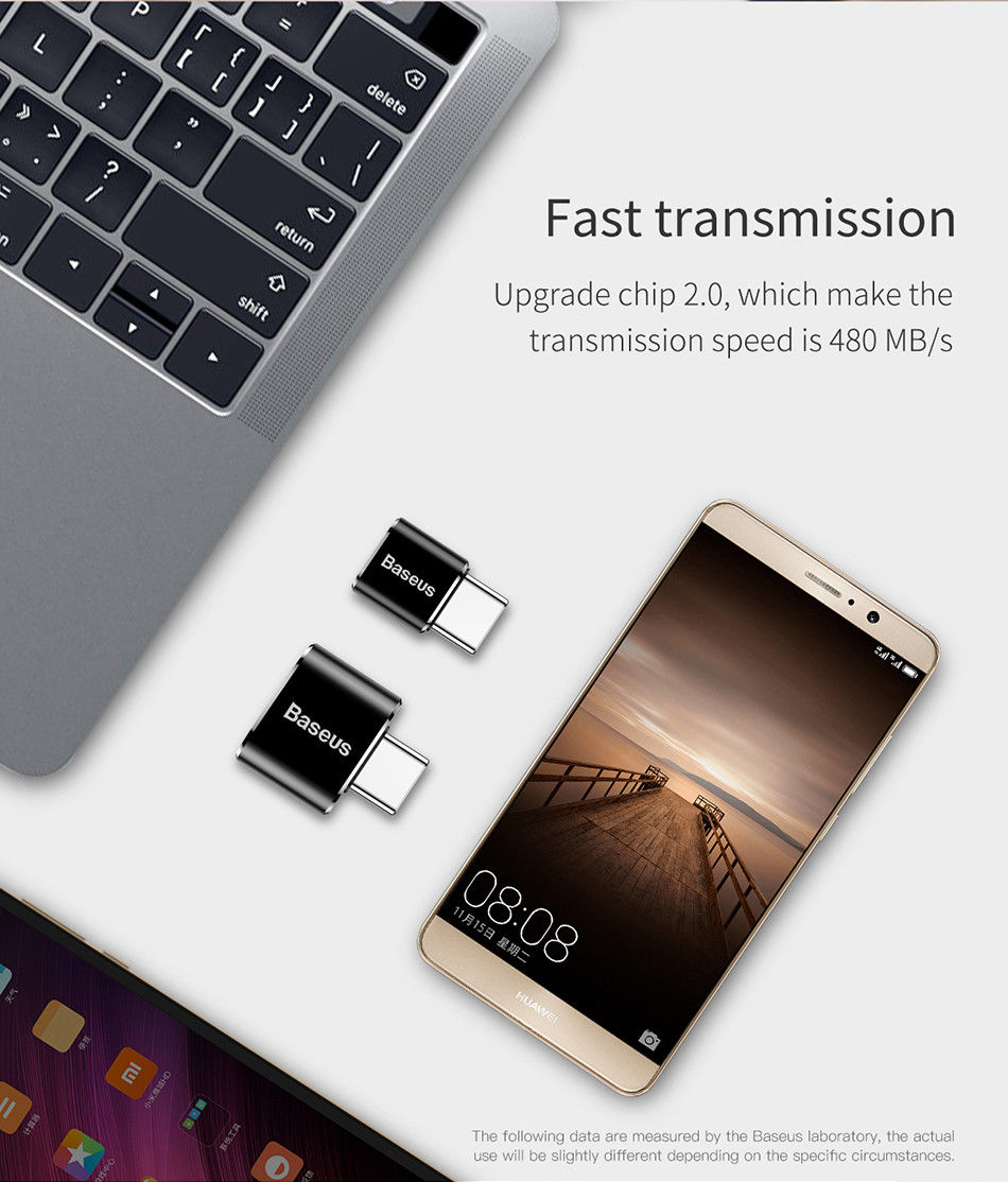 Baseus Mini USB-C naar USB-A Adapter Converter 2.4A Zwart afbeelding 11