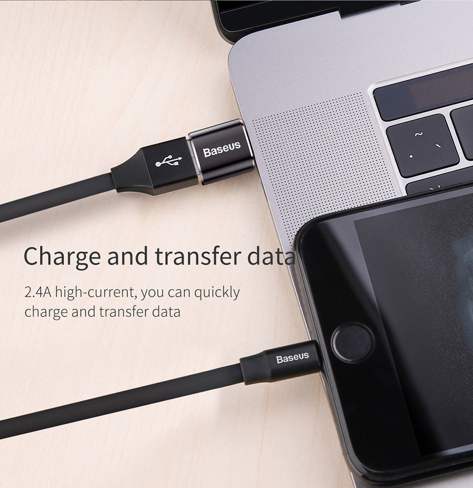 Baseus Mini USB-C naar USB-A Adapter Converter 2.4A Zwart afbeelding 12