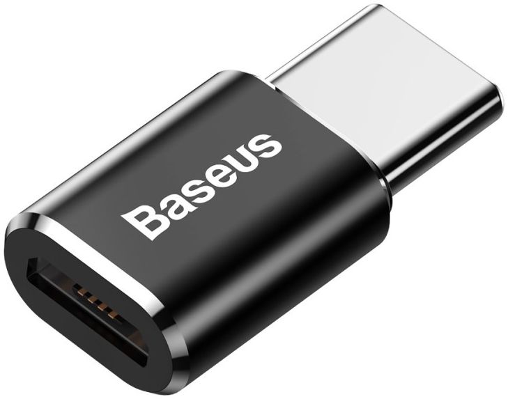 Baseus Mini USB-C naar Micro USB Adapter Converter 2.4A Zwart afbeelding 1