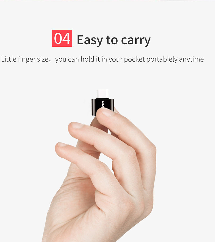 Baseus Mini USB-C naar Micro USB Adapter Converter 2.4A Zwart afbeelding 6